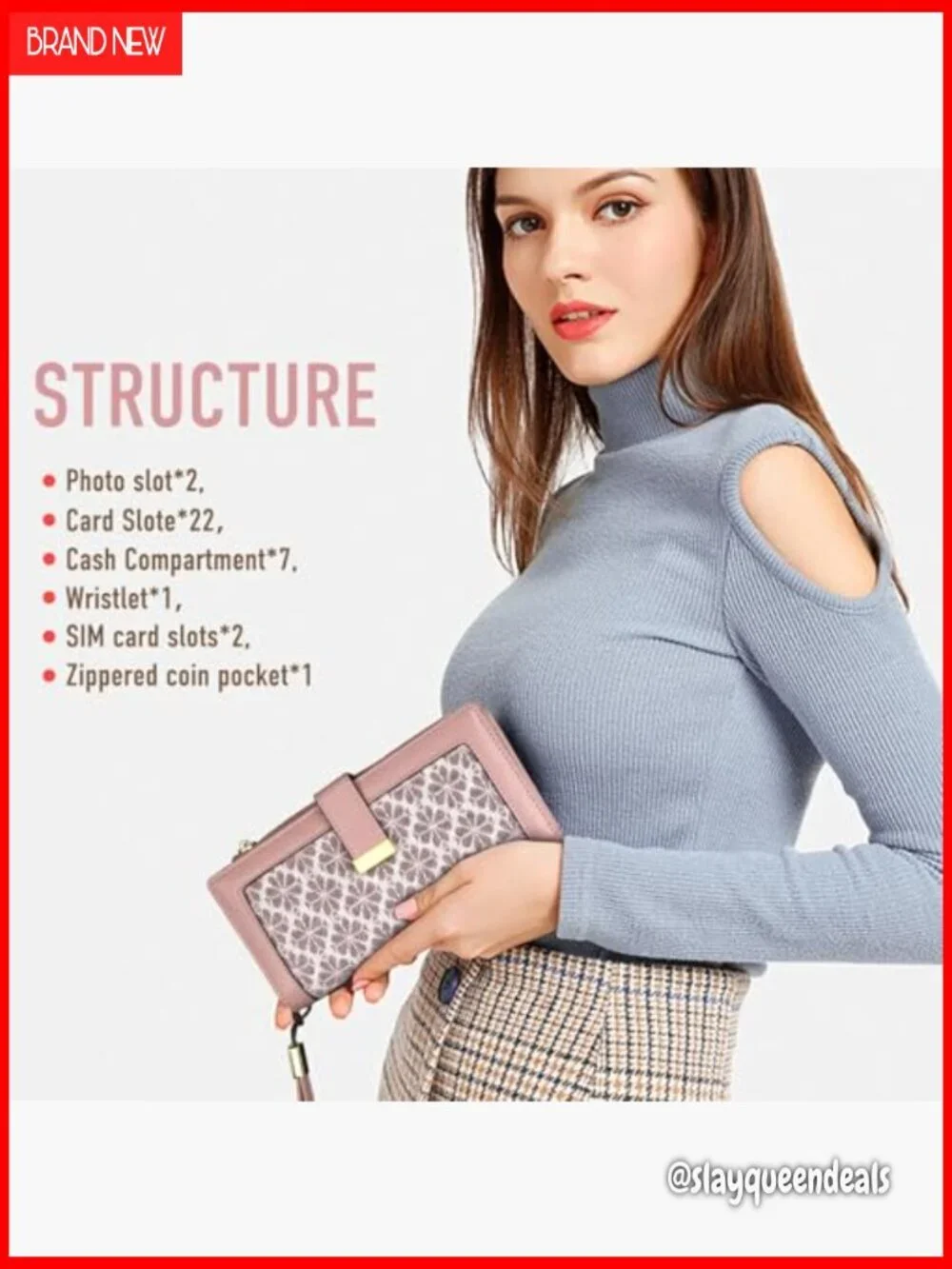 Large Capacity RFID Blocking Trifold Wallet with Wristlet and Coin Pockets